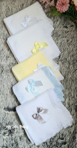 Spanish Baby Lace & Bow Shawls/Blankets