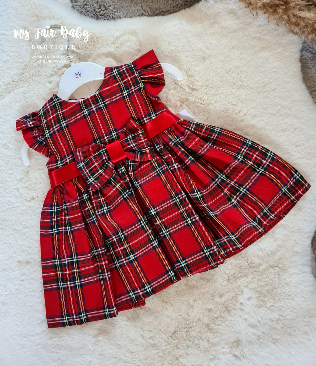 Traditional Baby Girls Red Tartan Christmas Dress 18-24m