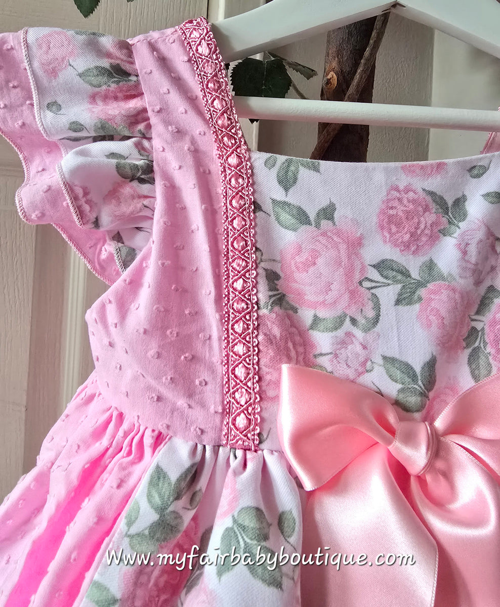 Sonata Infantil SS25 Spanish Girls Roses & Pink Plumeti Puffball Dress ...