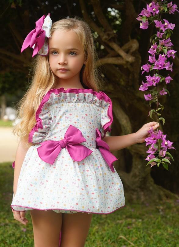 Ela Confeccion SS25 Spanish Girls Hot Pink Floral Sun Dress - MADE TO  My  Fair Baby Boutique