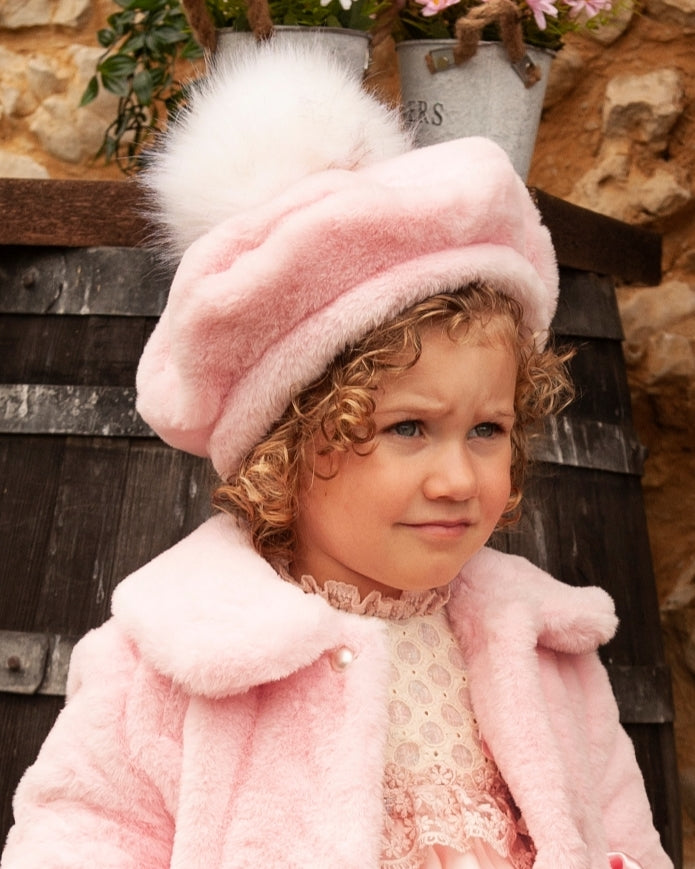 Sonata AW23 Spanish Girls Pink Fur Beret MADE TO ORDER My Fair Baby