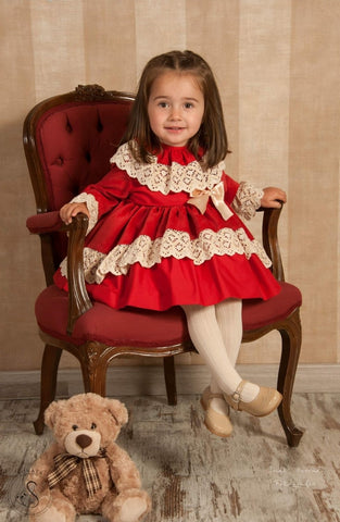 Sonata Infantil Spanish Girls Red Christmas Puffball Dress MD125 - MADE TO ORDER