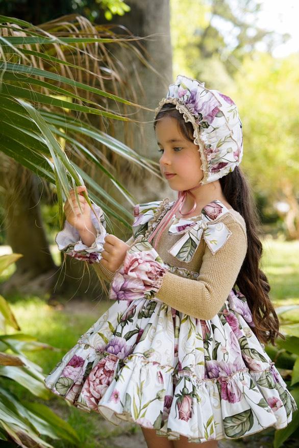 Ela Confeccion AW25 Girls Red & Silver Ruffle Lace Dress Set - (Made to order)