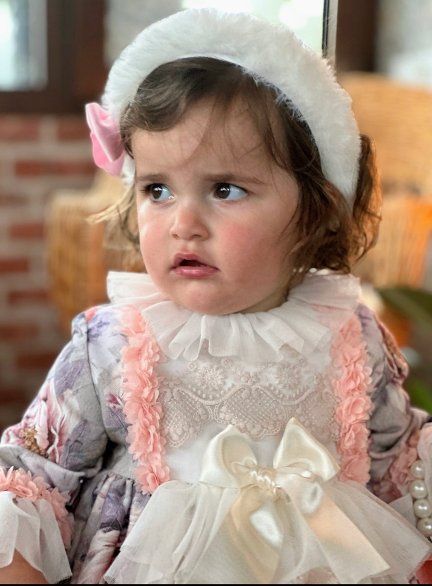Sonata Infantil AW25 Spanish Girls Floral Lace Puffball Dress IN2518 ...
