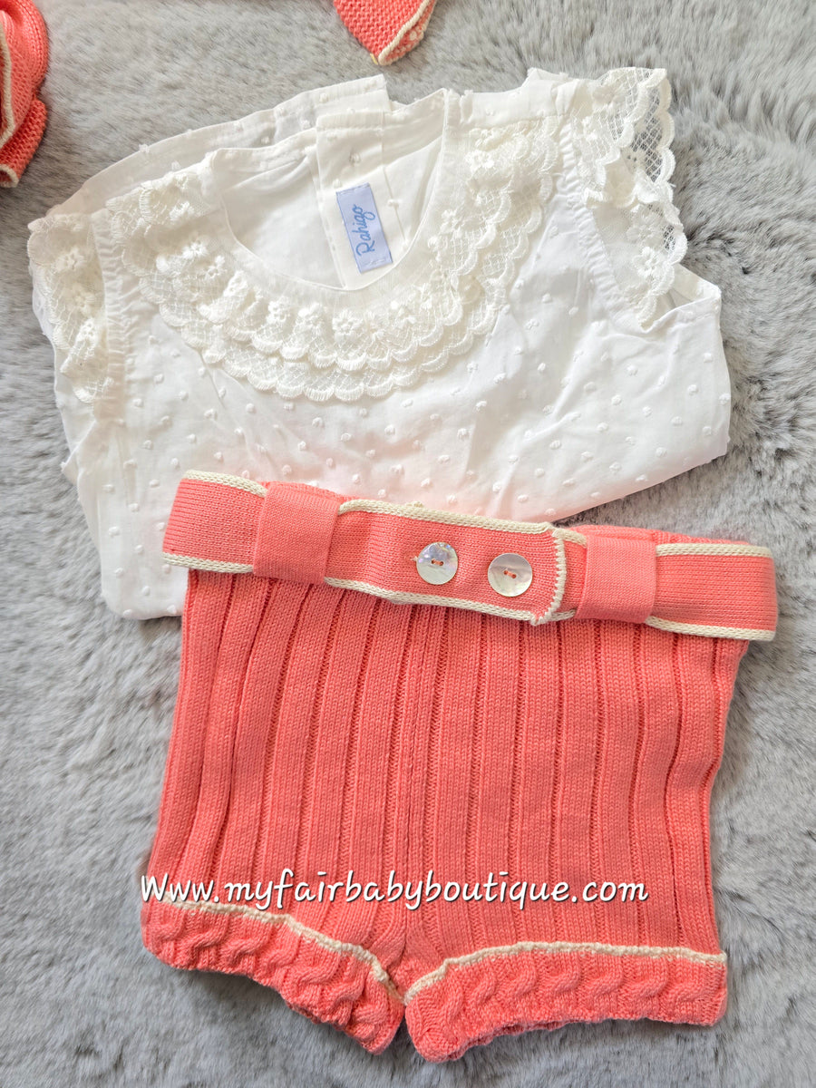 Rahigo Spanish Girls Orange Short, Cardigan Blouse Set 22189