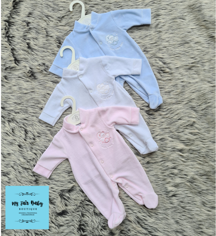 Dandelion Baby Velour Sleepsuit/Babygrow -3-8lb