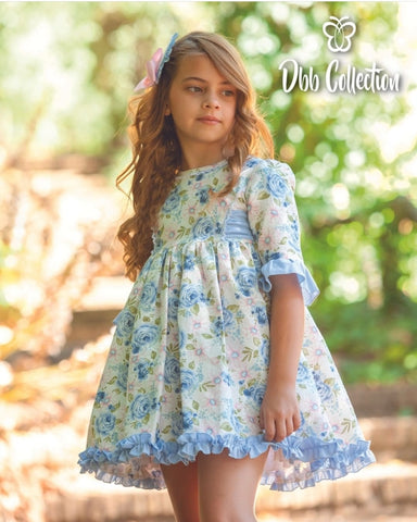 DBB Collection SS22 Older Girls Blue Floral Dress 9515 - 8y NON RETURNABLE