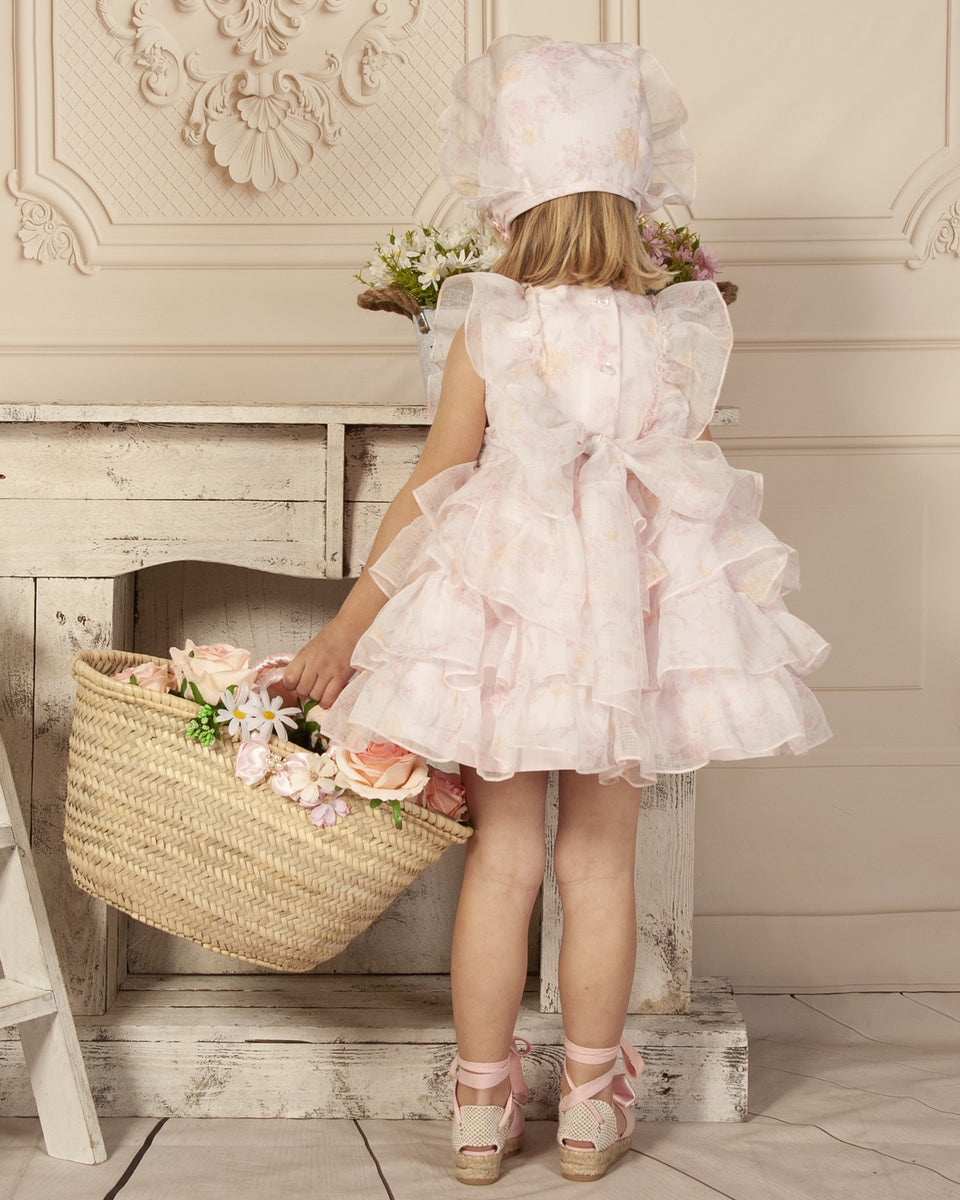 Sonata Made to Order Girls Lavender Floral Print Puffball Dress - SS26 main image 1