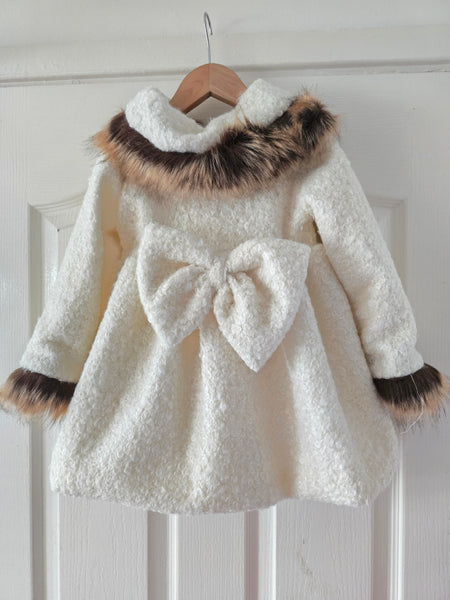 Belcoquet AW26 Pardolo Girls Cream Boucle Winter Coat