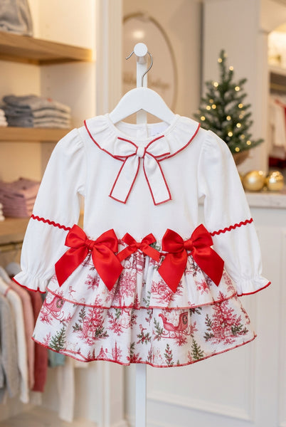 Spanish Girls Red Christmas Print Skirt Set 1970~ 2-6y
