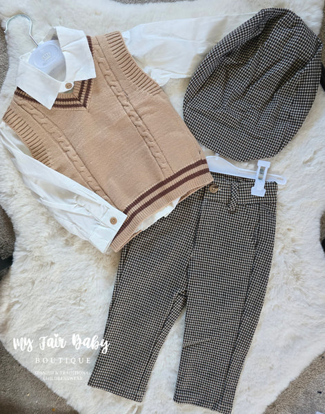 Beau Kid Traditional Boys Camel Tank Top 4pc Set 201 ~6m-6y