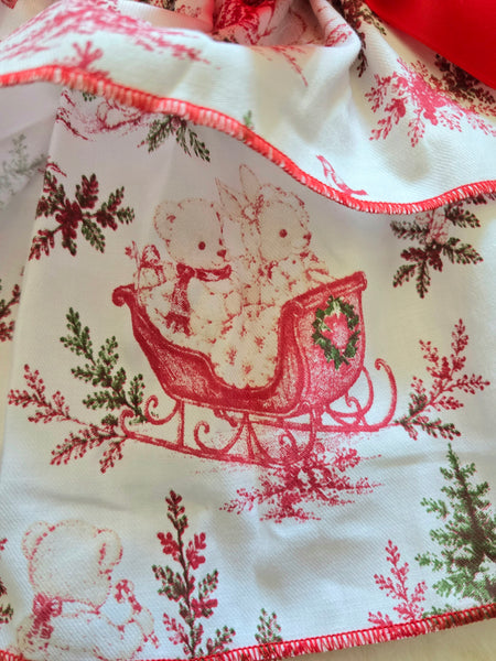 Spanish Girls Red Christmas Print Skirt Set 1970~ 2-6y