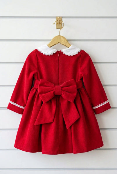 Beau Kid Traditional Girls Red Smocked Christmas Dress 1J2701A - 0m-7y