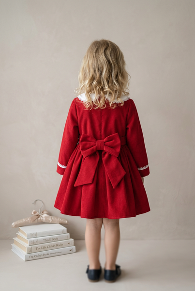 Beau Kid Traditional Girls Red Smocked Christmas Dress 1J2701A - 0m-7y