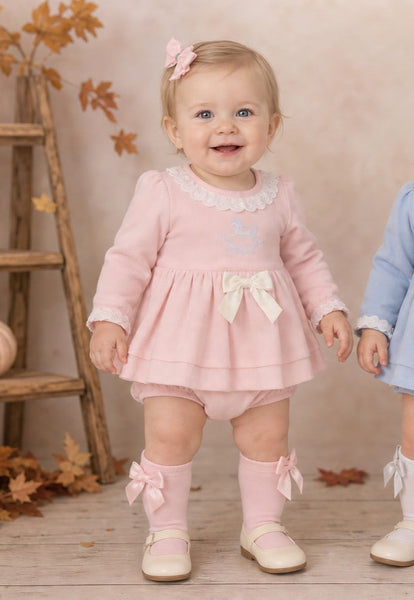 Beau Kid Traditional Baby Girls Pink Rocking Horse Romper 1J2700 ~ 0-24m