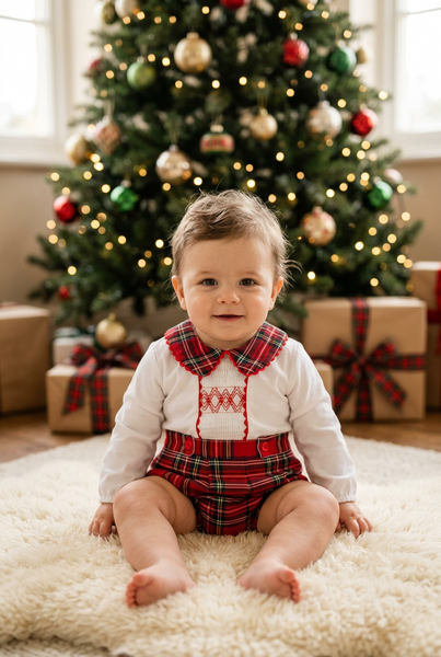Spanish Baby Boys Red Christmas Tartan Pant Set ~ 3-36m
