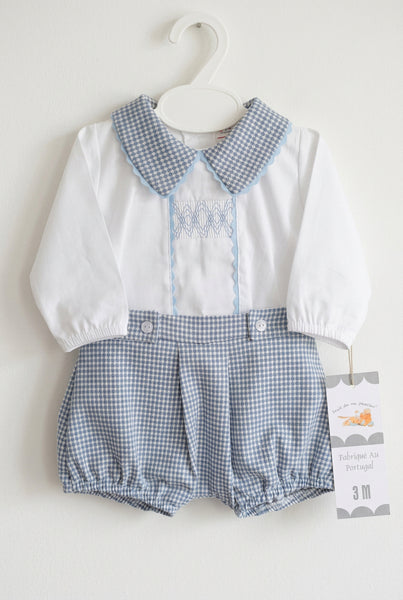 Spanish Baby Boys Blue Check Pant Set ~ 3-36m