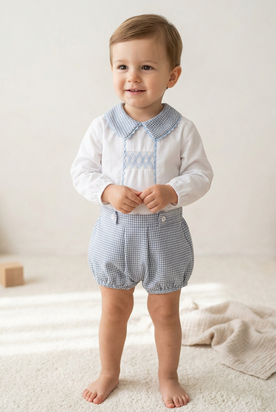 Spanish Baby Boys Blue Check Pant Set ~ 3-36m