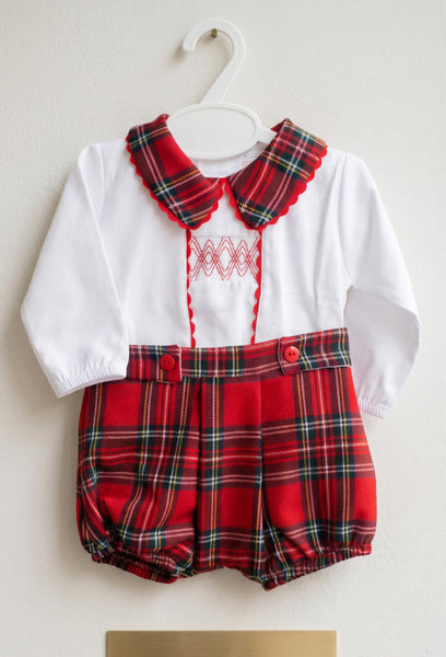 Spanish Baby Boys Red Christmas Tartan Pant Set ~ 3-36m