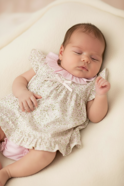 Spanish BabyFerr Baby Girls Pink Ditzy Floral Dress Set 24106 ~ 6,18,24m