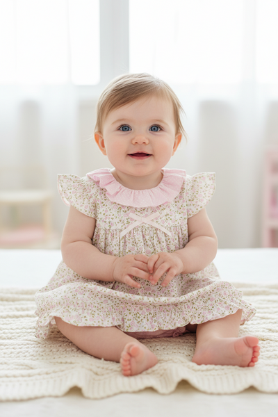 Spanish BabyFerr Baby Girls Pink Ditzy Floral Dress Set 24106 ~ 6,18,24m