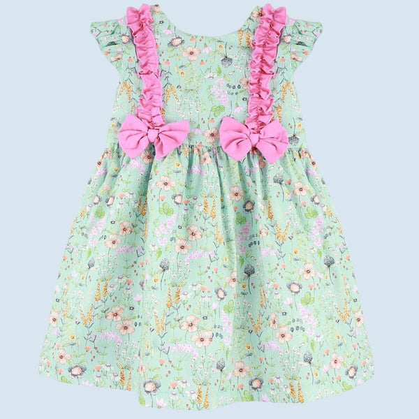 Spanish BabyFerr Older Girls Green & Cerise Dress 24564 ~ 4-10y