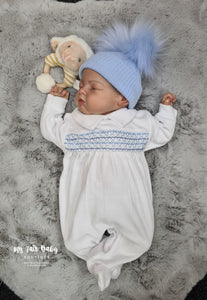 Traditional Baby Boys Smocked Velour Sleepsuits/Babygrows
