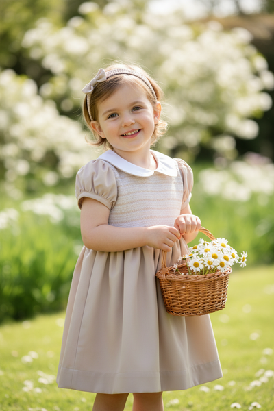 Mabini Traditional Girls Sand Smocked Cotton Dress ~ 2-3y