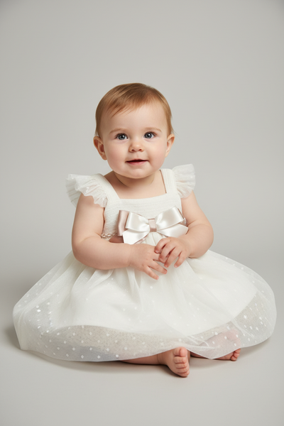 Ceyber Spanish Baby Girls Cream & Gold Tulle Dress 5990 ~ 6m