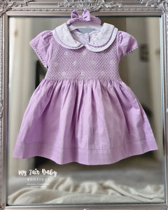 Traditional Girls SS24 Lilac Smocked Cotton Dress 2800