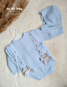 Spanish Baby Boys Blue & Grey Knitted Jam Pant Set