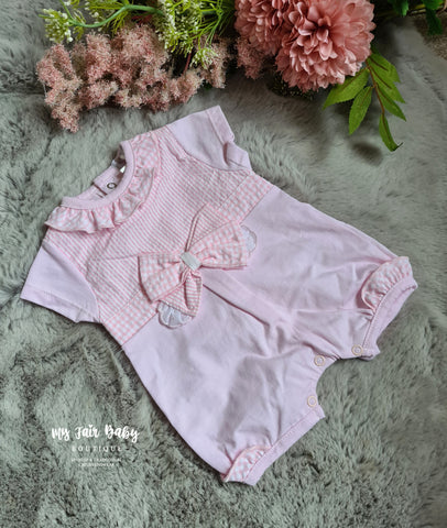 Traditional Baby Girls Pink Gingham Romper - NB-12m