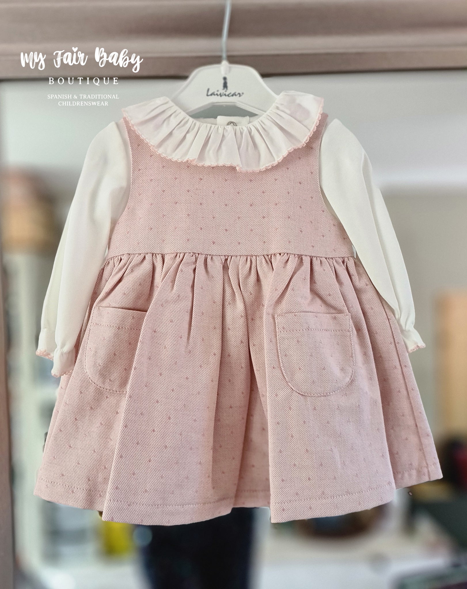 Spanish Baby Girls Pink Pinafore Dress Spanish Baby Girls Pink Pinafore Dress