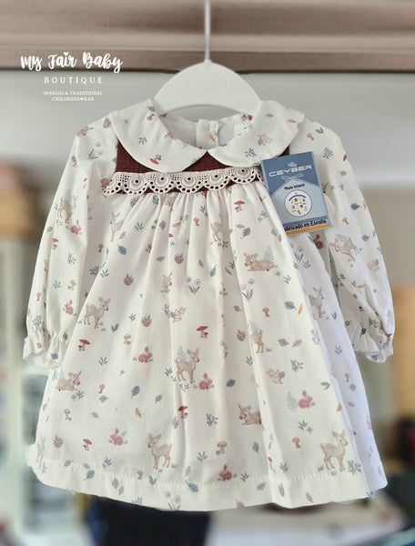Ceyber Spanish Baby Girls Woodland Deer Dress Set CL5550 - 6,12m