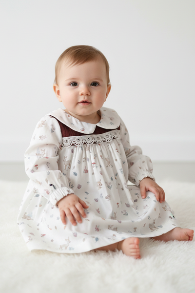 Ceyber Spanish Baby Girls Woodland Deer Dress Set CL5550 - 6,12m