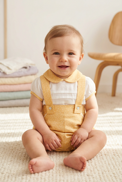 Spanish Baby Boys Mustard Dungarees - NON RETURNABLE