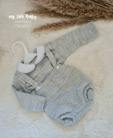 Spanish Baby Boys Grey Knitted Romper
