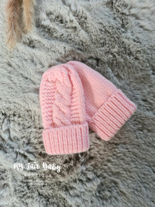 Traditional Baby Girls/Boys Cable Knit Mittens ~ 0-12m ~ Pink, Blue, White