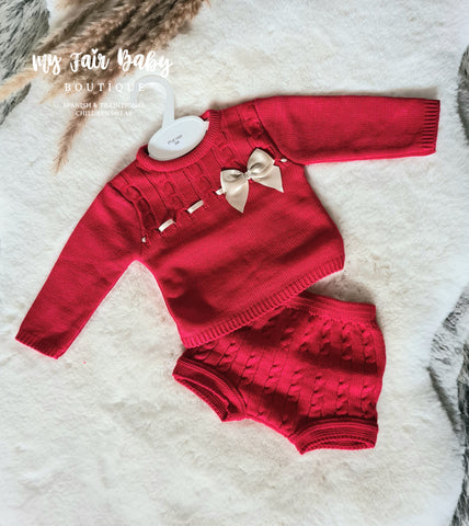 Spanish Baby Girls Red & Gold Knitted Jam Pant Set N4201 - 12,18m