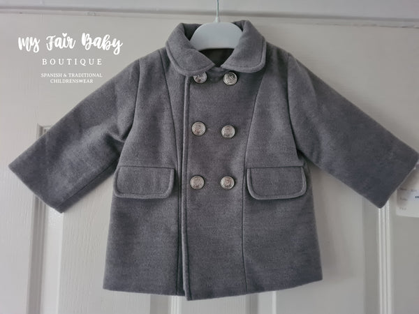 Traditional Spanish Baby Boys Smart Grey Winter Coat C74- 6,18,36m