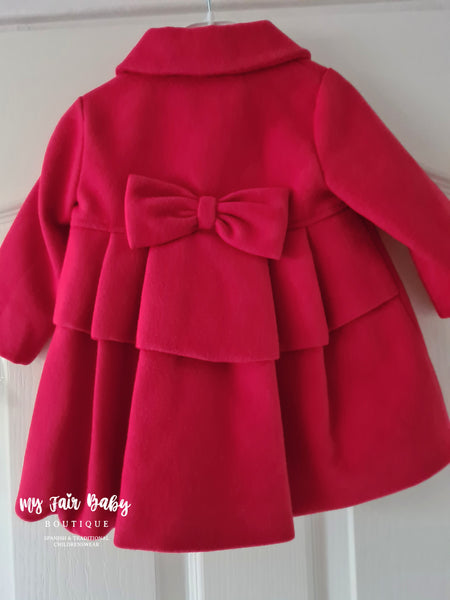 Spanish Baby Girls Traditional Red Winter Coat C83A - 6-36m