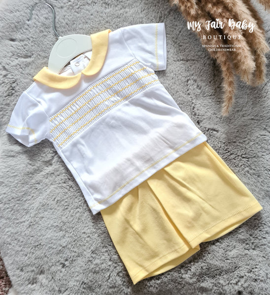 Traditional Baby Boys Lemon Smocked Short & T-Shirt Set