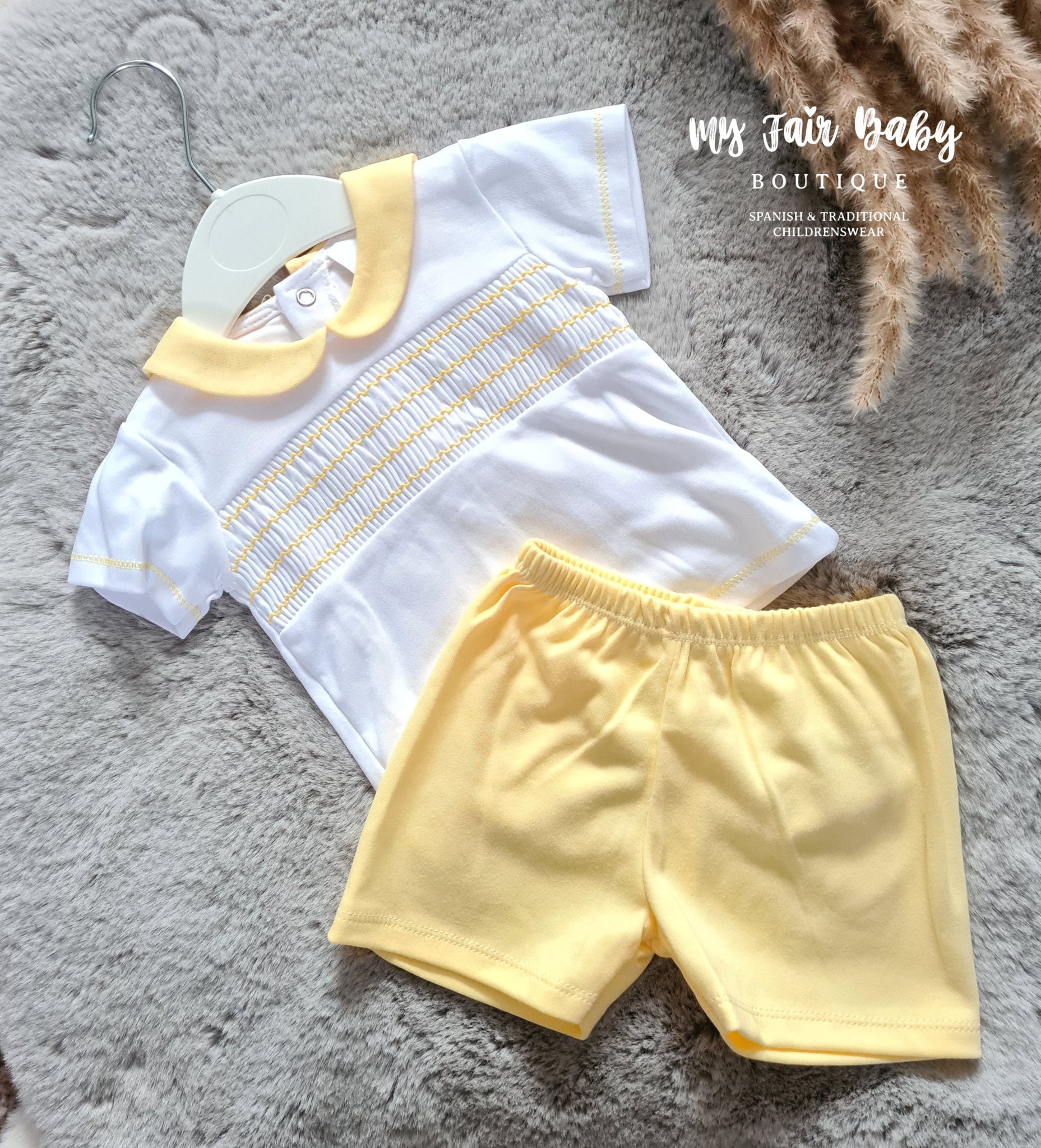 Traditional Baby Boys Lemon Smocked Short & T-Shirt Set