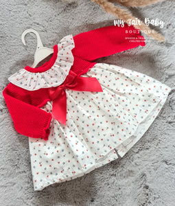 Spanish Baby Girls Red Half Knit Bow Dress