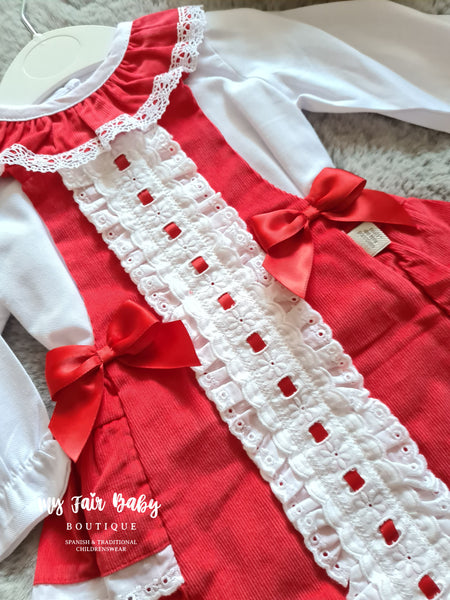 Spanish Baby Girls Red & White  Valentines Romper - 6-36m