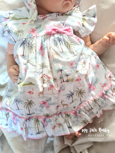 Spanish BabyFerr Baby Girls Pink Palm Tree Dress Set 24133 ~ 6-36m