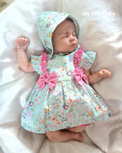 Spanish BabyFerr Baby Girls Green & Cerise Dress Set 24117 ~ 3-36m