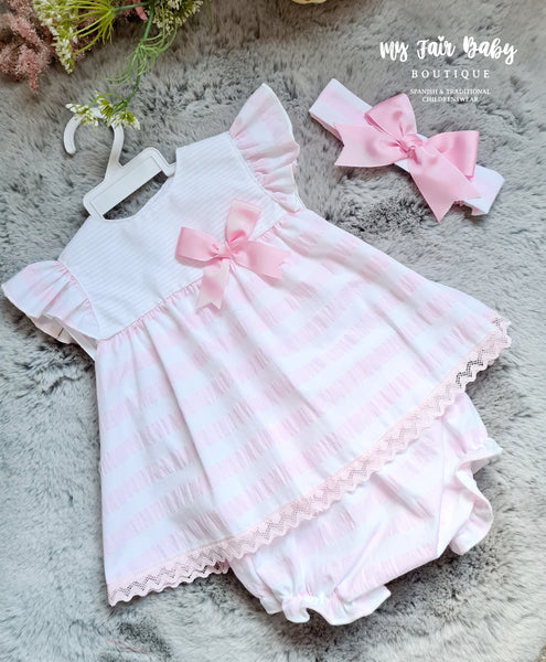 Spanish BabyFerr Baby Girls Pink Striped Dress Set 24105 ~ 1-12m