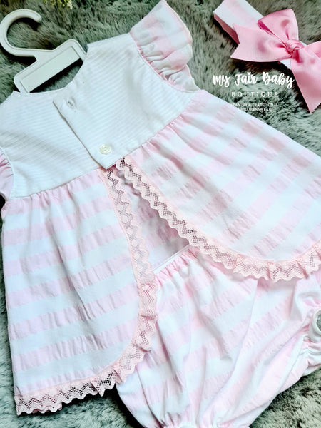 Spanish BabyFerr Baby Girls Pink Striped Dress Set 24105 ~ 1-12m