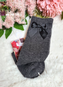 Spanish Girls Charcoal Grey Knee High Bow Socks
